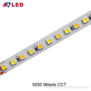 Adled Light 24vdc 96leds IP20 warm white cold white 5050 cct bicolor flexible led light strip